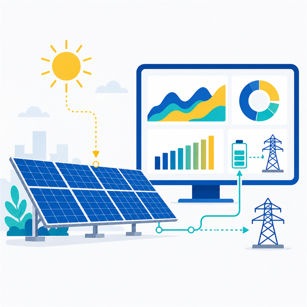 太陽能發電與監控儀表板整合示意圖